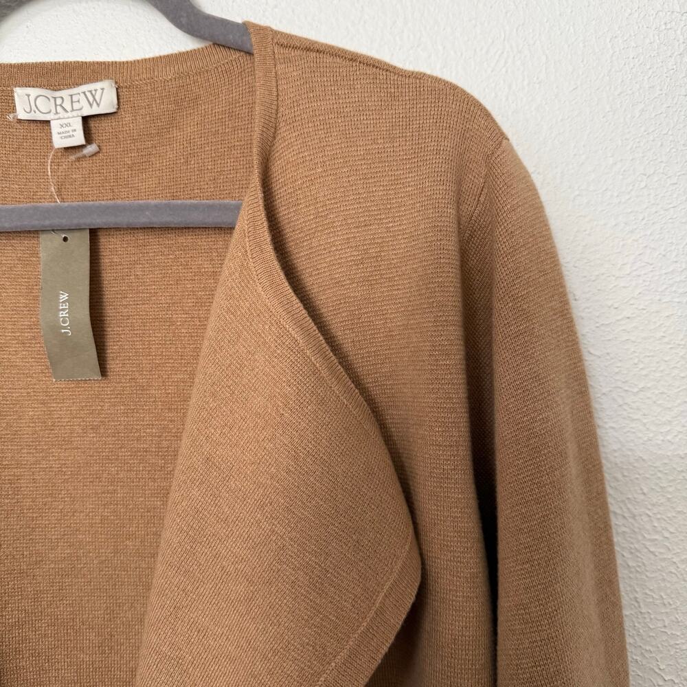 J.Crew New Women's Tan Wool Blend Knit Open Front Cardigan Size XXL - Picture 7 of 15